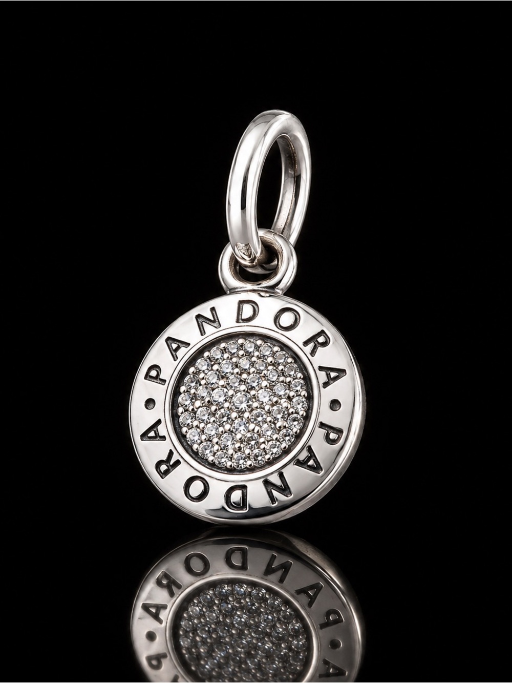 Pandora Silver Pavé Circle Logo Charm - Silver